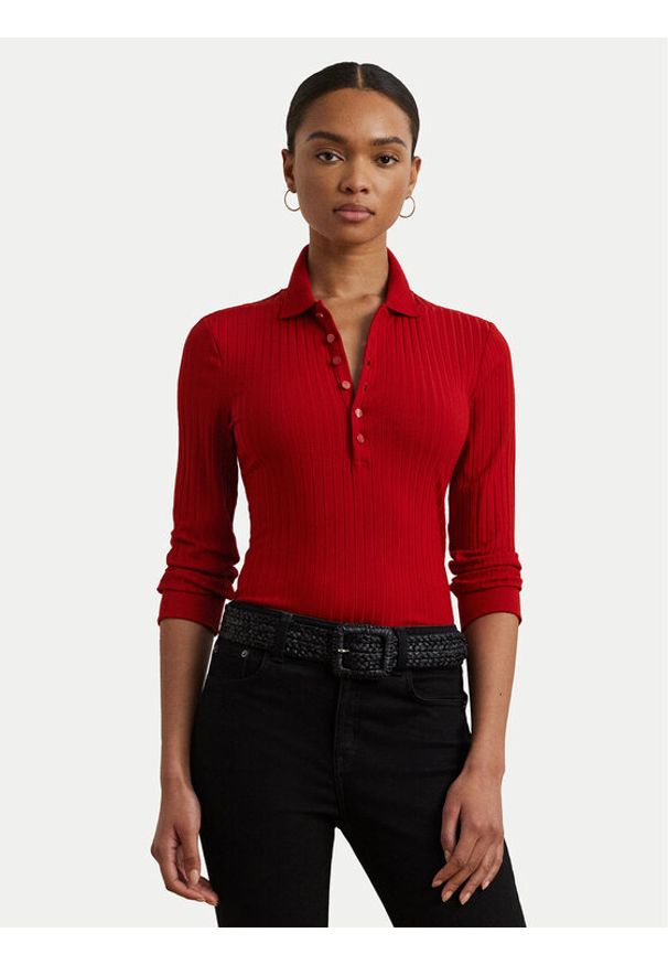 Lauren Ralph Lauren - LAUREN RALPH LAUREN Sweter 200971091003 Czerwony Slim Fit. Kolor: czerwony. Materiał: wiskoza