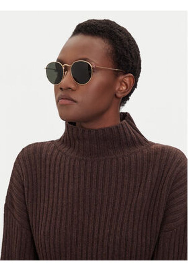Ray-Ban Okulary przeciwsłoneczne Round Metal 0RB3447 001 Złoty. Kolor: złoty. Materiał: syntetyk