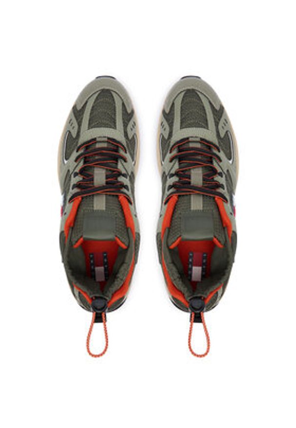 Tommy Jeans Sneakersy Tjm Runner Mix Material EM0EM01620 Khaki. Kolor: brązowy. Materiał: skóra