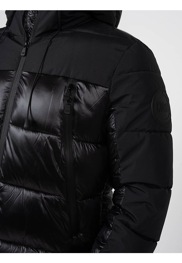 Takeshy Kurosawa Kurtka | 83393 | Mężczyzna | Czarny. Okazja: na co dzień. Typ kołnierza: kaptur. Kolor: czarny. Materiał: nylon. Wzór: aplikacja. Styl: casual