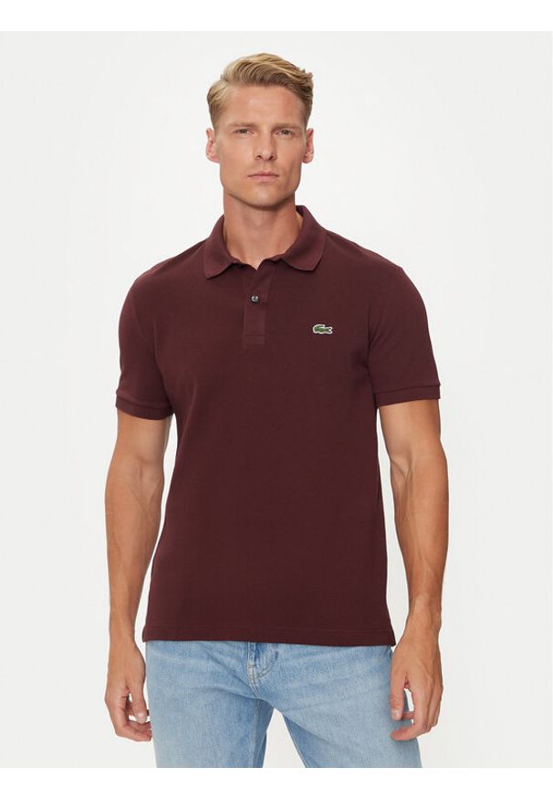 Lacoste Polo PH4012 Bordowy Slim Fit. Typ kołnierza: polo. Kolor: czerwony. Materiał: bawełna