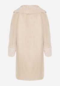 Born2be - Beżowa Długa Kurtka Futro z Wiskozą i Wsuwanymi Kieszeniami Ninnelira. Okazja: na spacer. Kolor: beżowy. Materiał: wiskoza, futro. Długość: długie. Sezon: jesień. Styl: wizytowy, elegancki #6