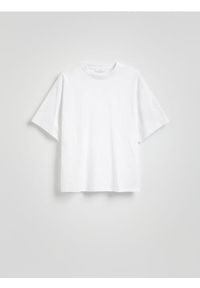 Reserved - Bawełniany t-shirt oversize - biały. Kolor: biały. Materiał: bawełna