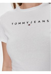 Tommy Jeans T-Shirt Linear DW0DW17361 Biały Slim Fit. Kolor: biały. Materiał: bawełna #4