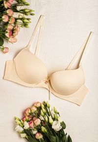 Renee - Jasnobeżowy Koronkowy Biustonosz Full Cup z Odpinanymi Ramiączkami Nitan. Kolor: beżowy. Materiał: koronka. Rodzaj stanika: odpinane ramiączka