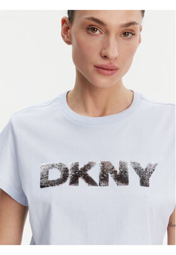 DKNY T-Shirt DP4T1035 Błękitny Regular Fit. Kolor: niebieski. Materiał: bawełna