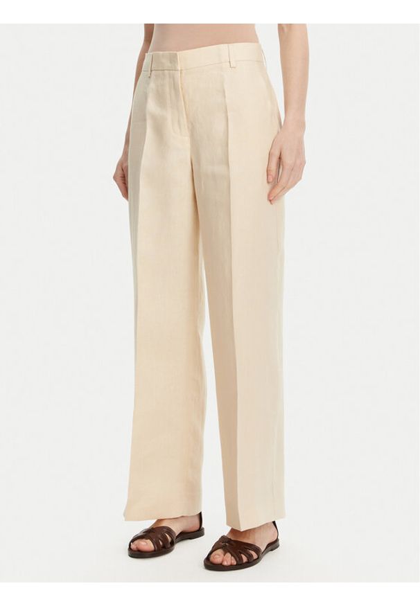 Weekend Max Mara Spodnie materiałowe Malizia 2515131052 Écru Regular Fit. Kolor: kremowy. Materiał: len