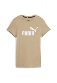 Koszulka sportowa damska Puma Ess Logo Tee. Kolor: beżowy. Długość rękawa: krótki rękaw. Długość: krótkie