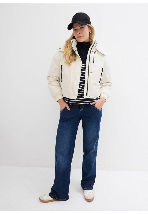 bonprix - Bluzka z długim rękawem i golfem. Typ kołnierza: golf. Kolor: czarny. Materiał: bawełna. Długość rękawa: długi rękaw. Długość: długie