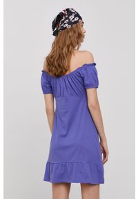 Brave Soul Sukienka kolor fioletowy mini rozkloszowana. Kolor: fioletowy. Materiał: dzianina. Wzór: gładki. Typ sukienki: rozkloszowane. Długość: mini #4