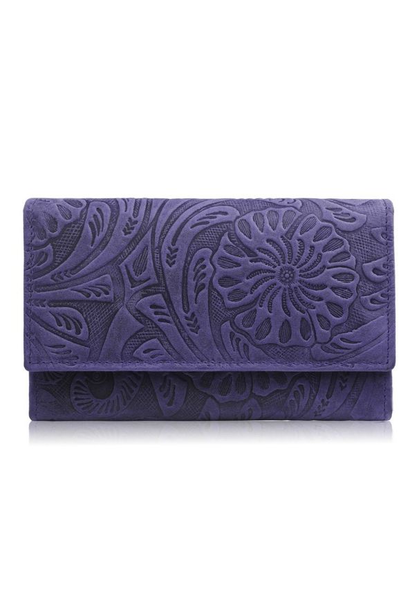 PAOLO PERUZZI - Portfel skórzany vintage Paolo Peruzzi T-108-HDB granatowy. Kolor: niebieski. Materiał: skóra