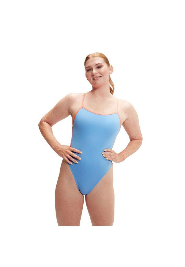 Strój Kąpielowy Speedo Solid Vback – Niebieski/Brzoskwiniowy – Rozmiar 38. Kolor: niebieski