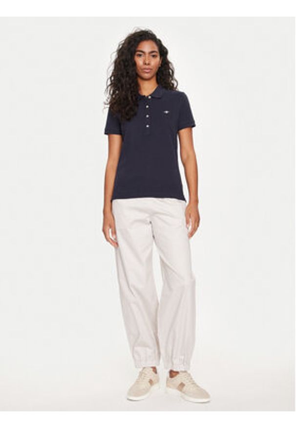 GANT - Gant Polo Shield 4200870 Granatowy Slim Fit. Typ kołnierza: polo. Kolor: niebieski. Materiał: bawełna