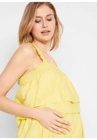 Sukienka ciążowa i do karmienia z falbaną bonprix kremowy żółty. Kolekcja: moda ciążowa. Kolor: żółty. Materiał: jersey #7