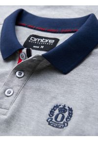 Ombre Clothing - Męska koszulka polo z kolorowymi akcentami – szary melanż V1 OM-POSS-0105 - XXL. Typ kołnierza: polo. Kolor: szary. Materiał: dzianina, bawełna. Wzór: melanż, kolorowy. Styl: klasyczny, sportowy, elegancki #8