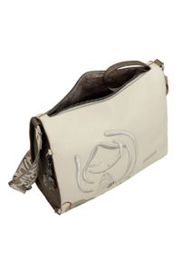 Torebka damska Anekke, z ozdobnym motywem i subtelnym logo zapinana na suwak wyposażona w regulowany pasek na ramię oraz dekoracyjną zawieszkę pojemn. Kolor: beżowy. Rodzaj torebki: na ramię #3