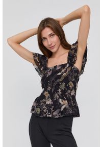 AllSaints Bluzka damska kolor czarny w kwiaty. Kolor: czarny. Materiał: tkanina. Wzór: kwiaty #1