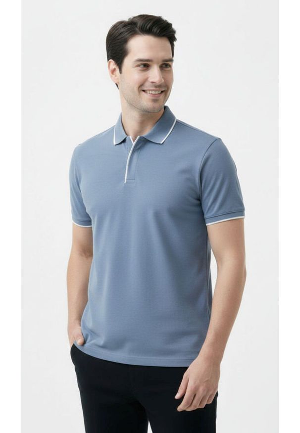 Oryginalna Koszulka Polo - Brave Soul - Niebieska. Okazja: na co dzień. Typ kołnierza: polo. Kolor: niebieski. Materiał: bawełna. Styl: casual