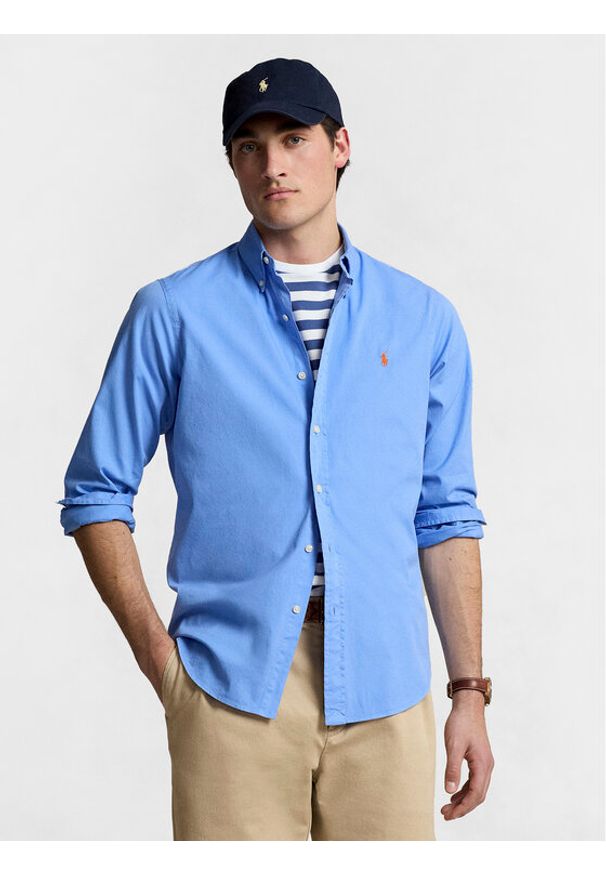 Polo Ralph Lauren Koszula 710937994007 Niebieski Slim Fit. Typ kołnierza: polo. Kolor: niebieski. Materiał: bawełna