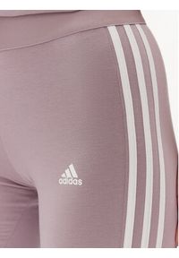 Adidas - adidas Legginsy 3 Stripes IR5347 Różowy Slim Fit. Kolor: fioletowy. Materiał: bawełna