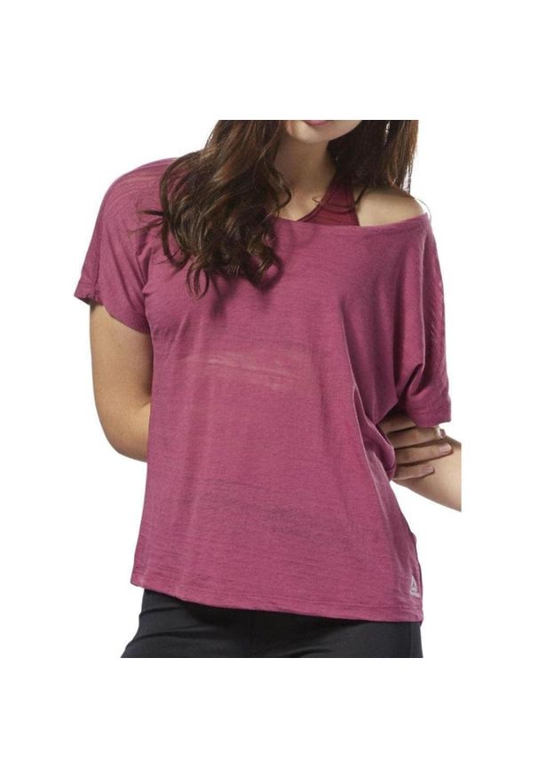 Koszulka treningowa damska Reebok. Kolor: różowy. Materiał: bawełna, poliester, wiskoza