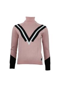 PEAK MOUNTAIN - Damski sweter z golfem Peak Mountain Adonie. Typ kołnierza: golf. Kolor: różowy. Sezon: zima. Sport: golf #1