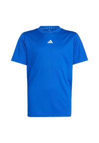 Adidas - Koszulka Train Essentials Logo Regular Fit Kids. Kolor: biały, wielokolorowy, niebieski. Materiał: materiał