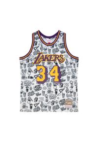 Mitchell & Ness - Jersey Los Angeles Lakers Doodle Swingman Shaquille O'Neal 1996-97. Kolor: biały. Materiał: jersey. Sport: koszykówka #1