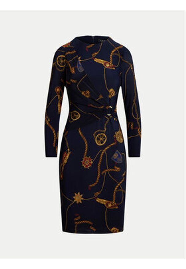 Lauren Ralph Lauren - LAUREN RALPH LAUREN Sukienka codzienna 250957702 Granatowy Slim Fit. Okazja: na co dzień. Kolor: niebieski. Materiał: syntetyk. Typ sukienki: proste. Styl: casual