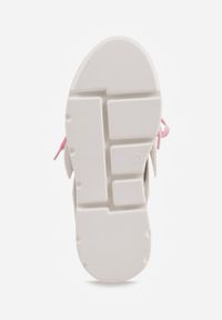 Born2be - Biało-Różowe Płaskie Sneakersy Vices z Podwójnym Sznurowaniem ze Zdobieniem 3D Nelarissa. Okazja: na co dzień. Zapięcie: sznurówki. Kolor: biały. Materiał: jeans, bawełna. Wzór: aplikacja. Obcas: na obcasie. Wysokość obcasa: niski #6