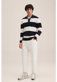 Mango Man sweter z domieszką wełny Canetp męski kolor biały. Okazja: na co dzień. Kolor: biały. Materiał: wełna. Długość: krótkie. Styl: casual #5