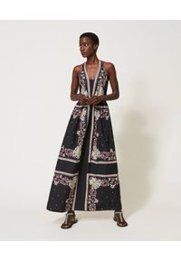 TwinSet - Sukienka MAXI z popeliny w print paisley Twinset. Kolor: czarny. Materiał: bawełna. Wzór: paisley, nadruk. Styl: klasyczny. Długość: maxi #1