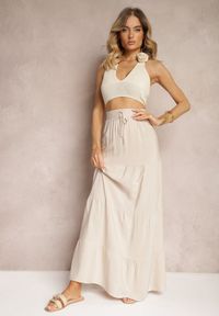 Renee - Beżowa Spódnica Kainne. Okazja: na co dzień. Kolor: beżowy. Styl: casual #3