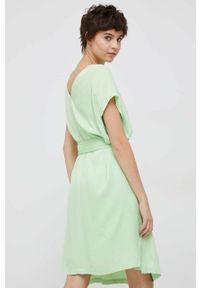 Mos Mosh sukienka kolor zielony mini oversize. Kolor: zielony. Materiał: tkanina, materiał, wiskoza. Długość rękawa: krótki rękaw. Typ sukienki: oversize. Długość: mini #2