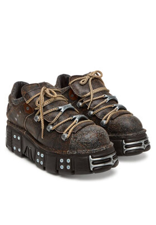 NEW ROCK Sneakersy M-120N-C83 Brązowy. Kolor: brązowy. Materiał: skóra