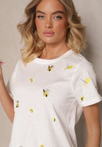 Renee - Biały Bawełniany T-shirt z Ozdobnym Haftem Falvivi. Okazja: na co dzień. Kolor: biały. Materiał: bawełna. Wzór: haft. Styl: klasyczny, casual, elegancki #5