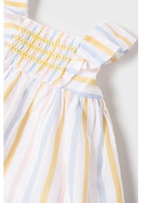 Mayoral Newborn sukienka bawełniana dziecięca kolor żółty mini rozkloszowana. Typ kołnierza: dekolt w karo. Kolor: żółty. Materiał: bawełna. Typ sukienki: rozkloszowane. Długość: mini #2