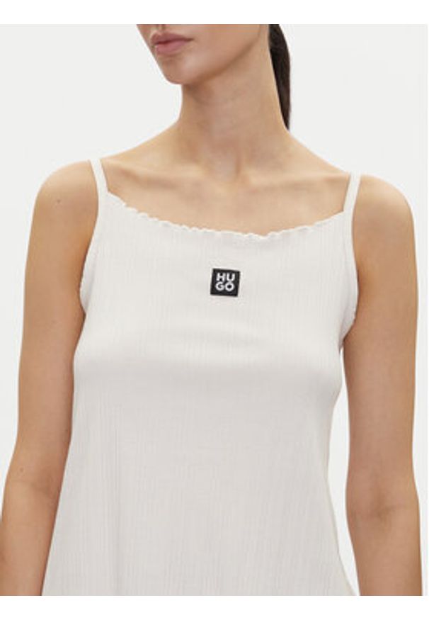 Hugo - HUGO Top Rib_Vest 50540056 Écru Regular Fit. Materiał: bawełna