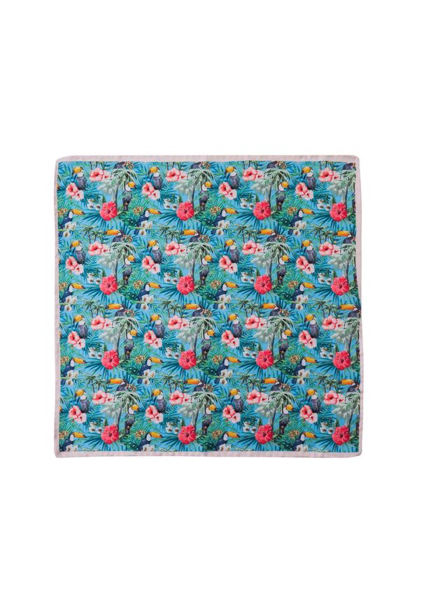 Adam Collection - Jedwabna poszetka w tropikalny wzór EJ31. Materiał: jedwab
