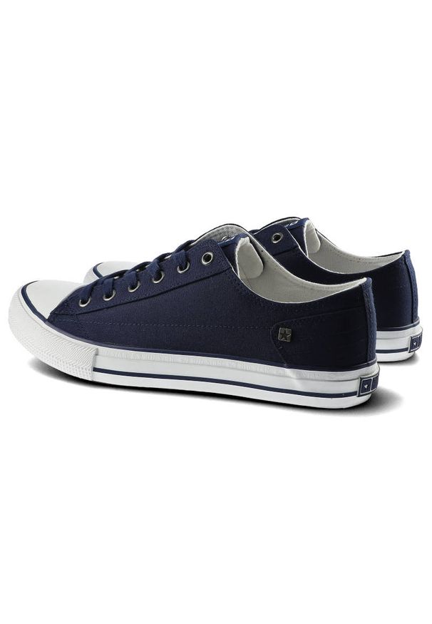 Big-Star - Granatowe Trampki Big Star Męskie Lekkie Półbuty. Okazja: na randkę, na co dzień. Zapięcie: pasek. Kolor: niebieski. Materiał: jeans, materiał. Szerokość cholewki: normalna. Styl: klasyczny, casual