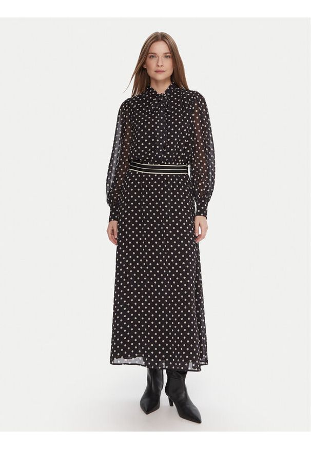 LOLA CASADEMUNT Sukienka codzienna MF2516006 Czarny Regular Fit. Okazja: na co dzień. Kolor: czarny. Materiał: syntetyk. Typ sukienki: proste. Styl: casual