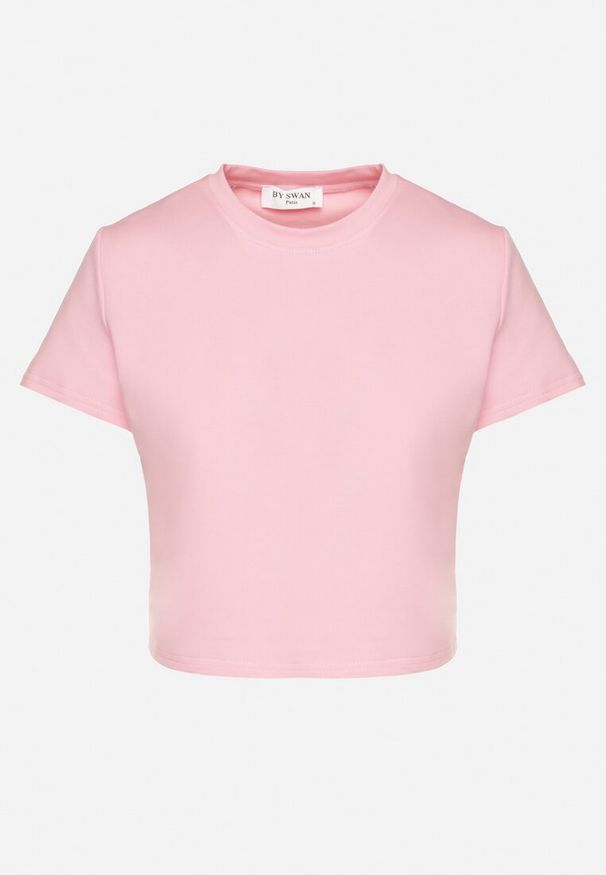 Born2be - Różowy T-shirt z Bawełny o Krótkim Kroju Galarina. Okazja: na co dzień. Kolor: różowy. Materiał: bawełna. Długość: krótkie. Styl: klasyczny, casual, elegancki
