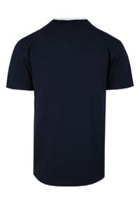 Męska Koszulka (T-Shirt) z Dekoltem na Guziki - Pako Jeans - Granatowa. Okazja: na co dzień. Kolor: niebieski. Materiał: bawełna. Styl: casual