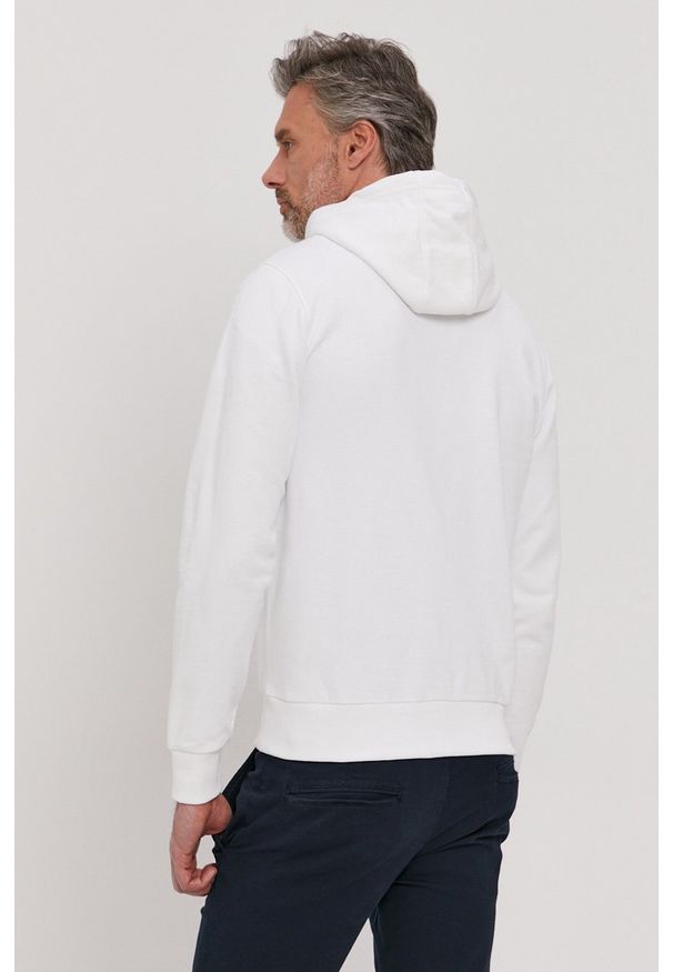 Calvin Klein Bluza bawełniana męska kolor biały z kapturem z nadrukiem. Okazja: na co dzień. Typ kołnierza: kaptur. Kolor: biały. Materiał: bawełna. Wzór: nadruk. Styl: casual