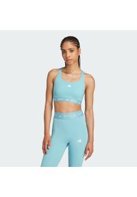 Adidas - Biustonosz Techfit Medium-Support. Kolor: zielony. Materiał: materiał. Technologia: Techfit (Adidas)