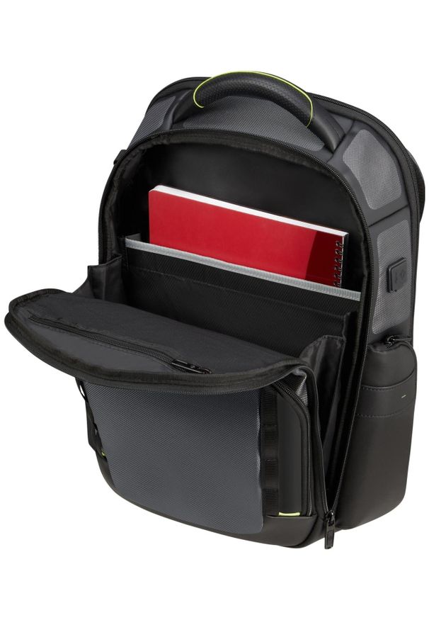 Plecak Samsonite 147137 A123 15.6'' PRO-DLX 6 EXP szary. Kolor: szary. Materiał: materiał, skóra. Wzór: kolorowy. Styl: biznesowy, elegancki