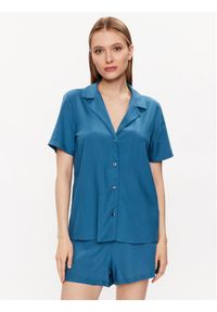 Calvin Klein Underwear Piżama 000QS6967E Granatowy Regular Fit. Kolor: niebieski. Materiał: wiskoza