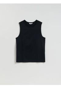 Reserved - Tank top z bawełny merceryzowanej - czarny. Kolor: czarny. Materiał: bawełna #1