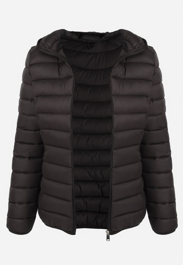 Born2be - Czarna Kurtka Pikowana Leanderos. Kolor: czarny. Materiał: tkanina. Długość rękawa: długi rękaw. Długość: długie. Styl: elegancki