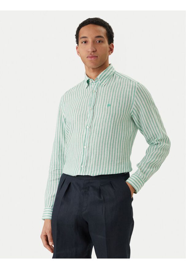 BOSS Koszula H-Liam 50560595 Zielony Regular Fit. Kolor: zielony. Materiał: len